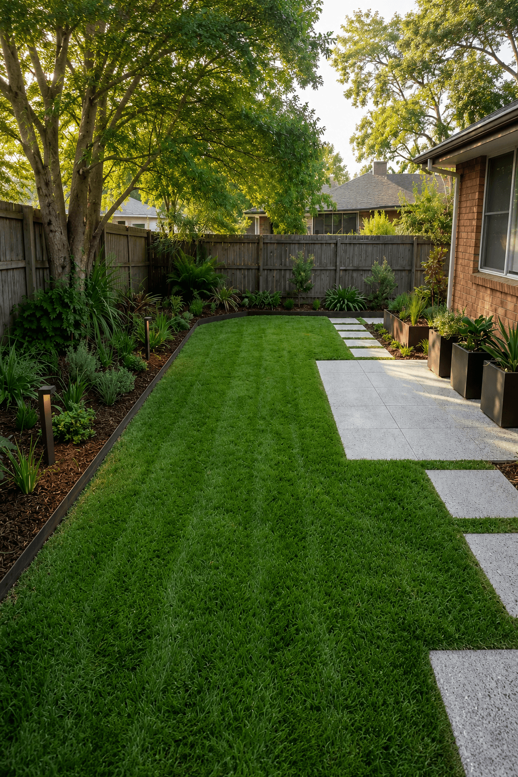 QuickScape Planner concept: Modern Lawn & Paving Concept