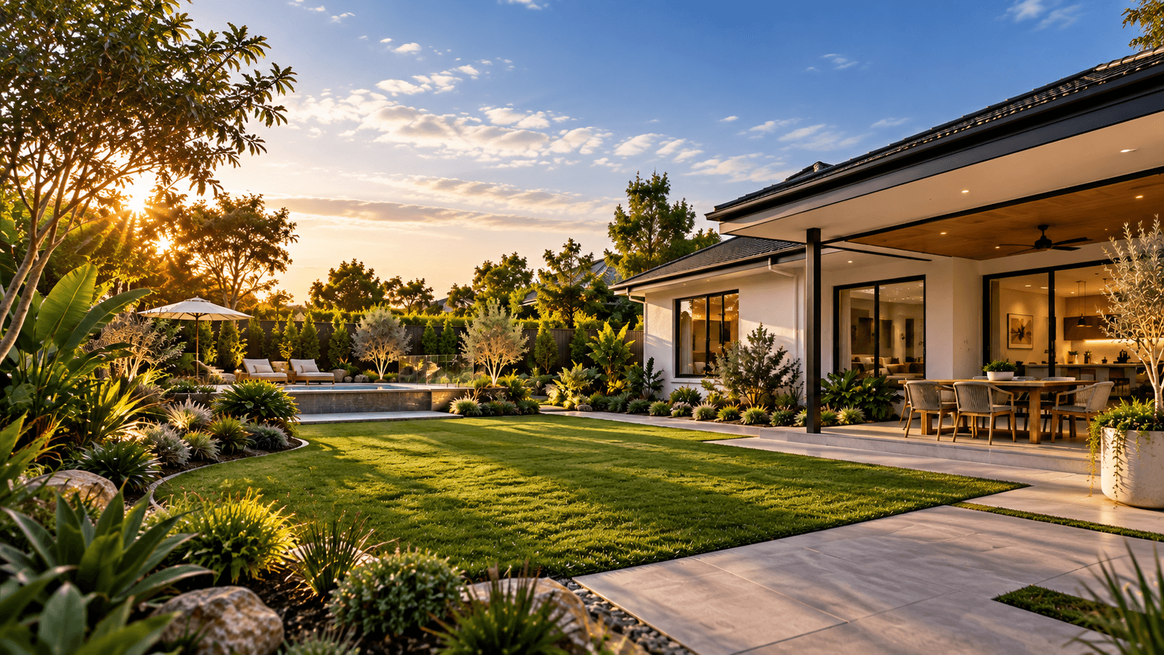 Modern outdoor architectural space representing multi-trade planning platform